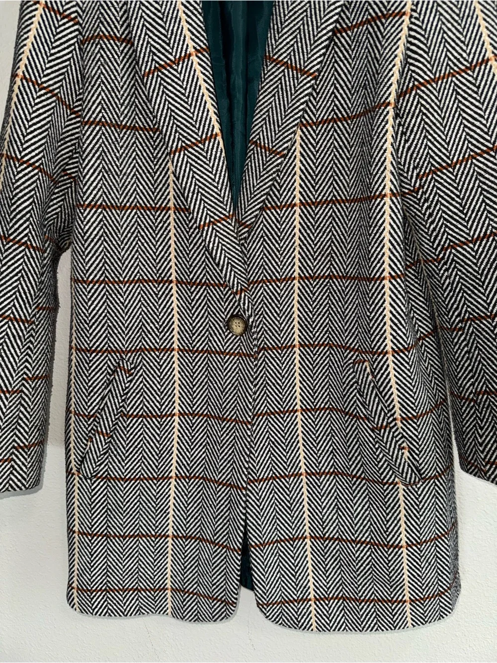 JANIS & JOHN herringbone plaid pattern blazer